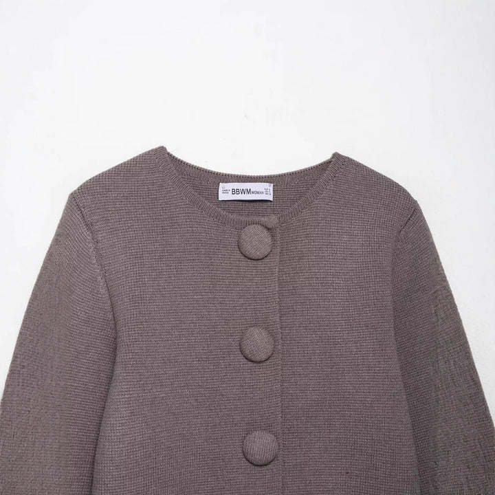 Damen stilvolle Strickjacke mit Knopfdetails Drune