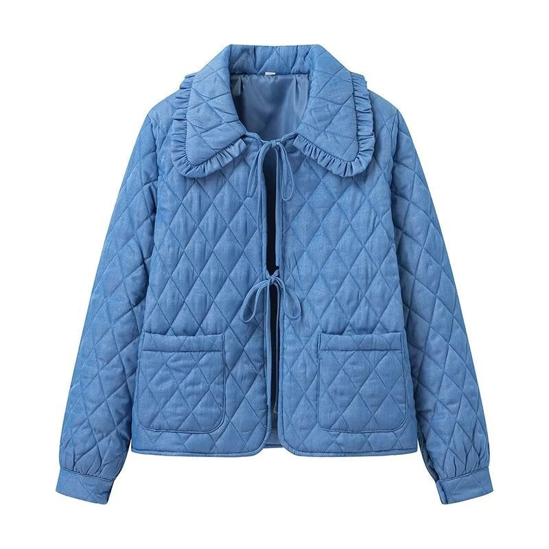 Damen gesteppte Übergangsjacke mit großem Kragen und praktischen Taschen Drune