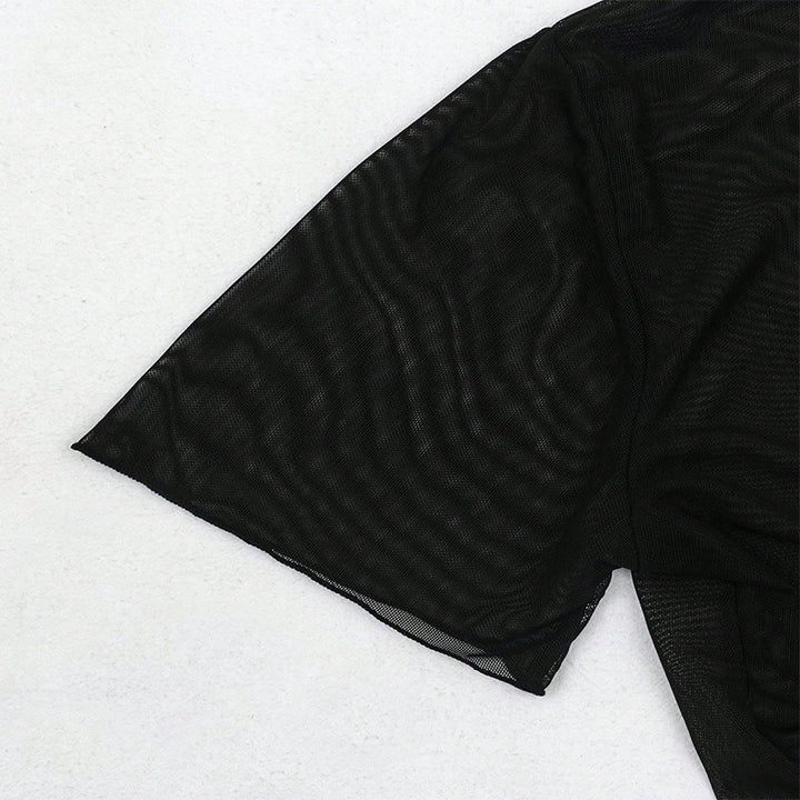 Damen Crop-Top mit V-Ausschnitt und dekorativem Bindeband Drune