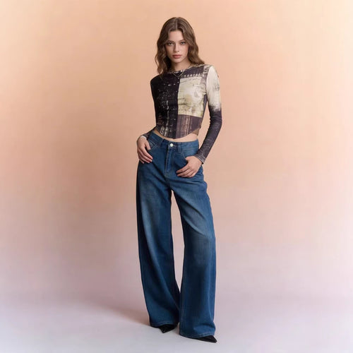 Damen Weit geschnittene High-Waist Jeans mit raffinierter Taillierung Drune
