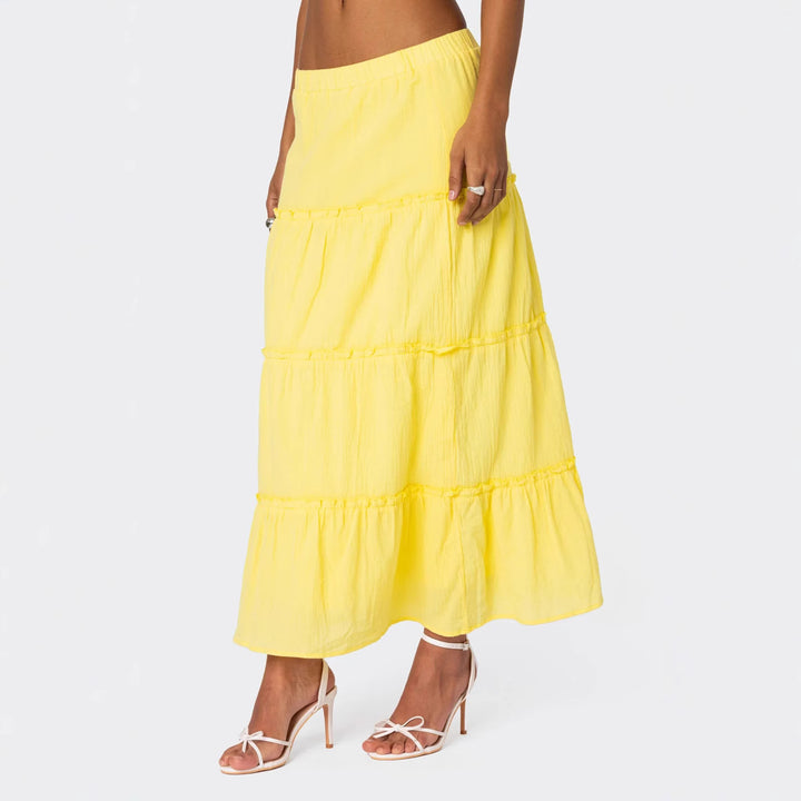 Damen luftiges Crop-Top mit bezauberndem Häkelmuster und schwingendem Saum Drune