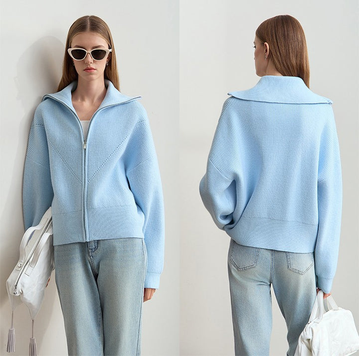 Damen modischer Oversize-Pullover mit Kapuze und Reißverschluss Drune