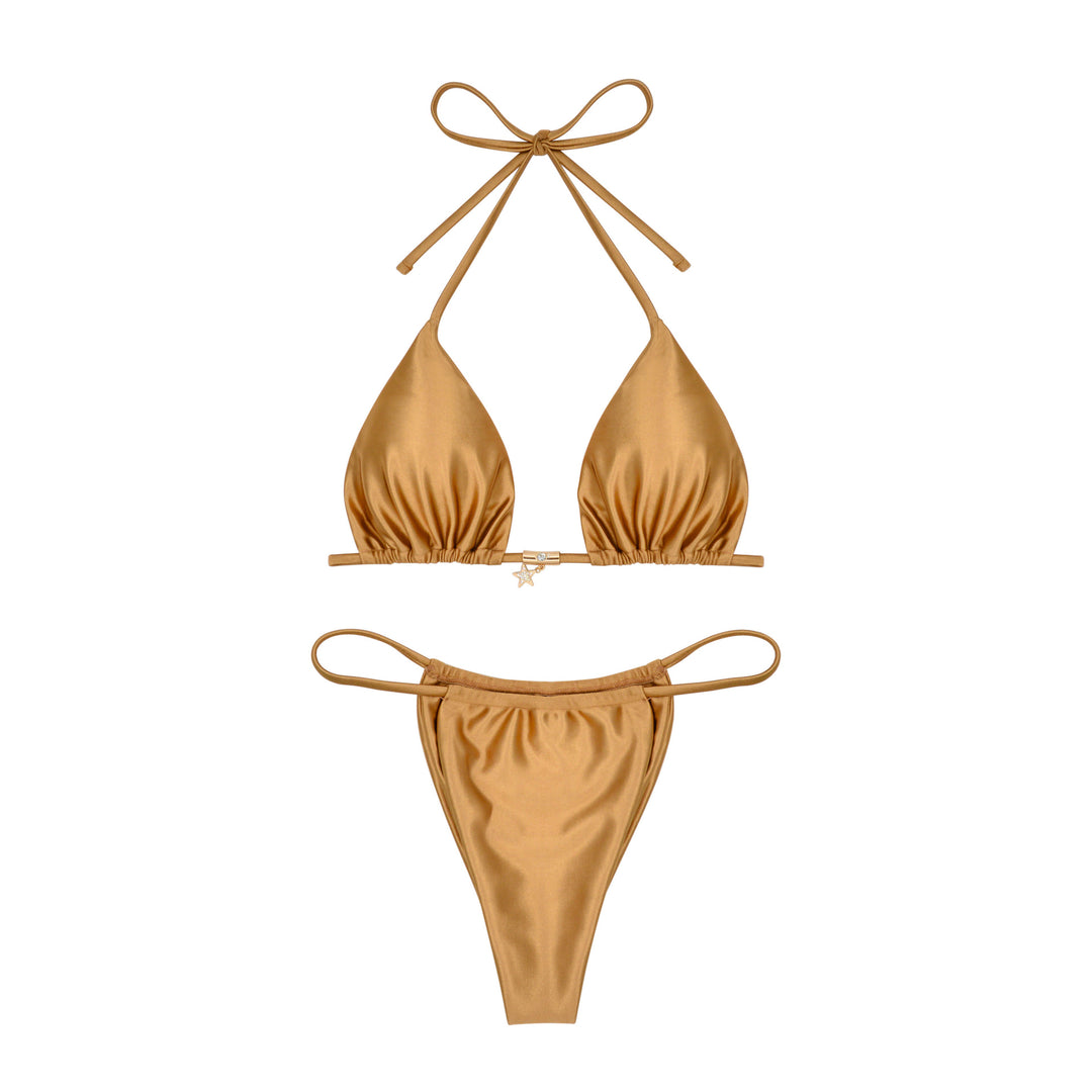 Damen Triangel-Bikini mit raffinierter Vorderansicht und elegantem Goldakzent Drune
