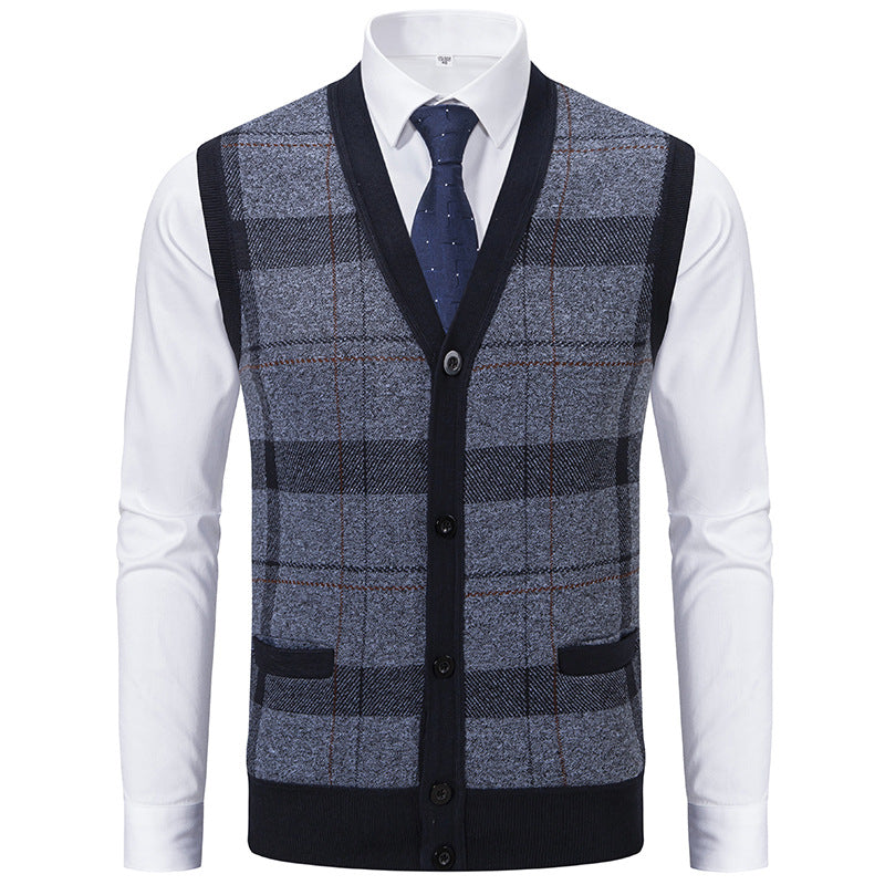 Herren elegante Strickjacke mit modernem Karomuster Drune