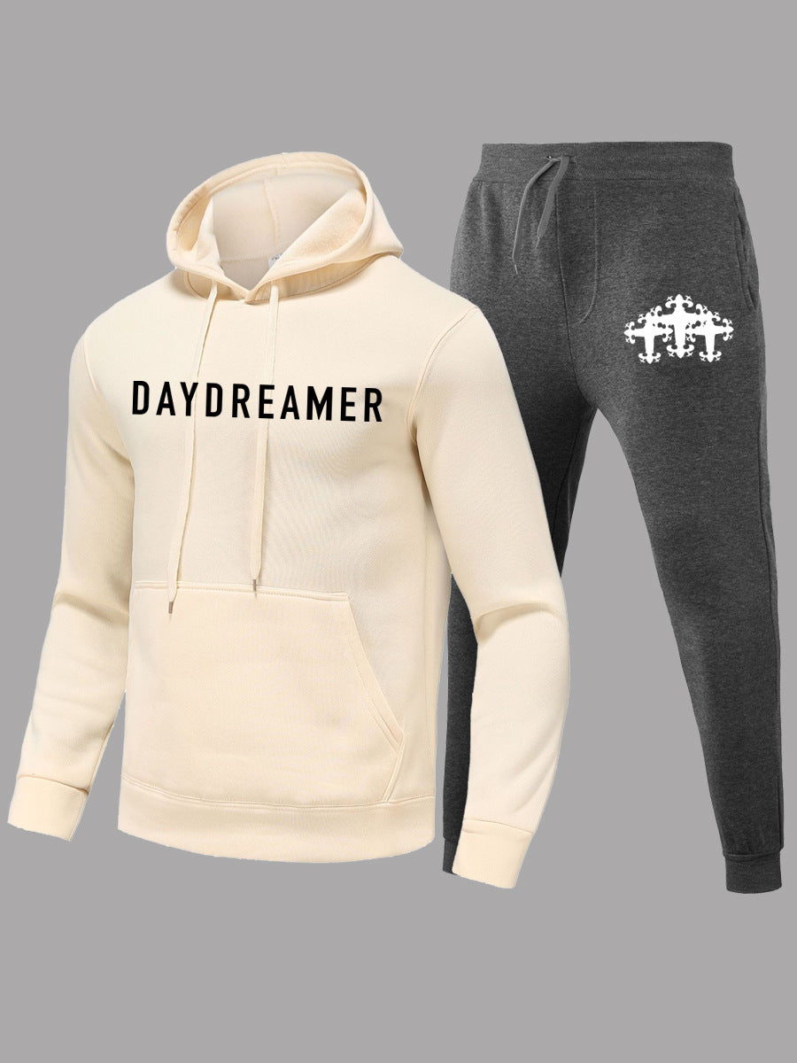 Damen lässiges Hoodie und Jogginghose Set mit modernem Schriftzug Drune
