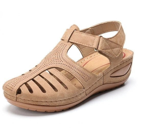 Damen nan geschlossene Slingback-Sandale mit perforiertem Obermaterial, ergonomischem Komfortfußbett und leichtem Keilabsatz Drune