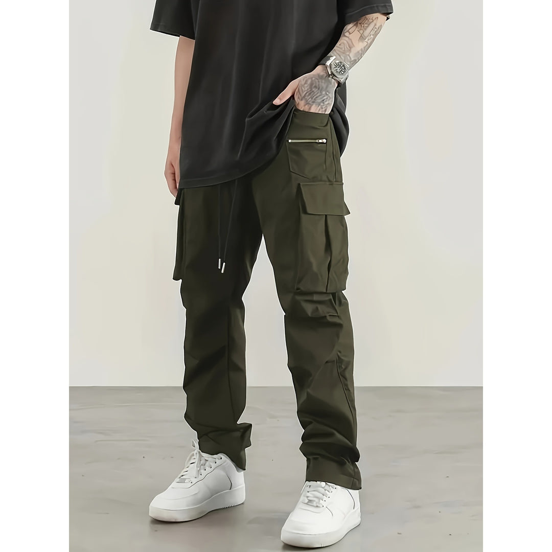 Herren moderne Cargo-Hose mit multifunktionalen Taschen und elastischem Bund Drune