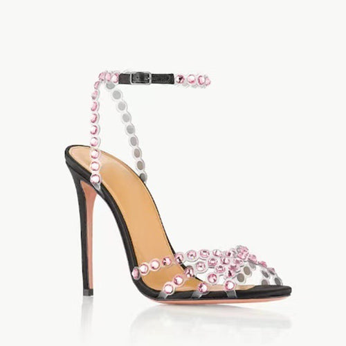 Damen atemberaubende High-Heel Knöchelriemen Sandalen mit dekorativen Perlenakzenten Drune