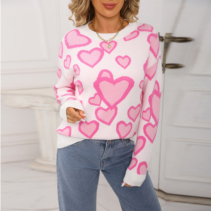 Damen Strickpullover mit Herzdesign und lockerem Schnitt Drune