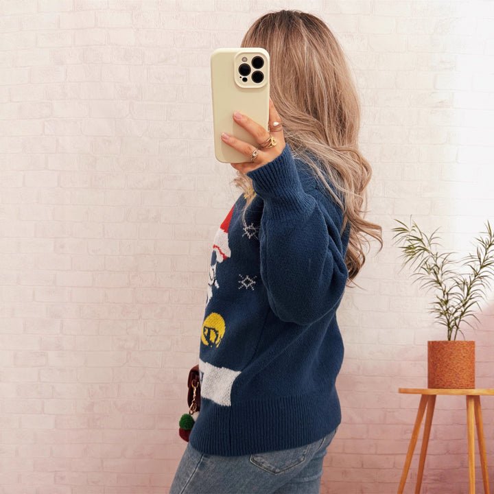 Damen festlicher Strickpullover mit Weihnachtsmotiv Drune