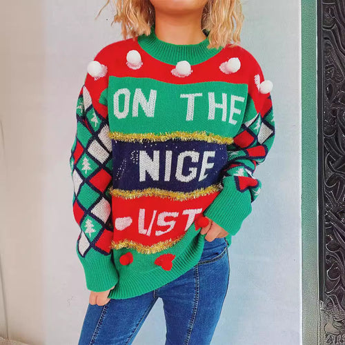 Damen festlicher Pullover mit bunten Applikationen und verspieltem Design Drune