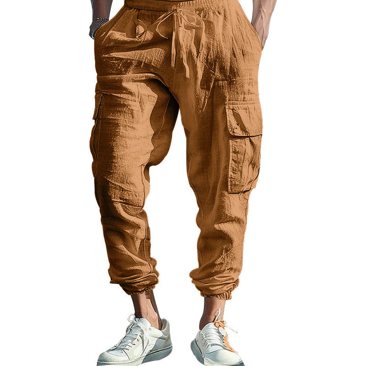 Herren luftige Cargo-Hose mit elastischem Bund und seitlichen Taschen Drune