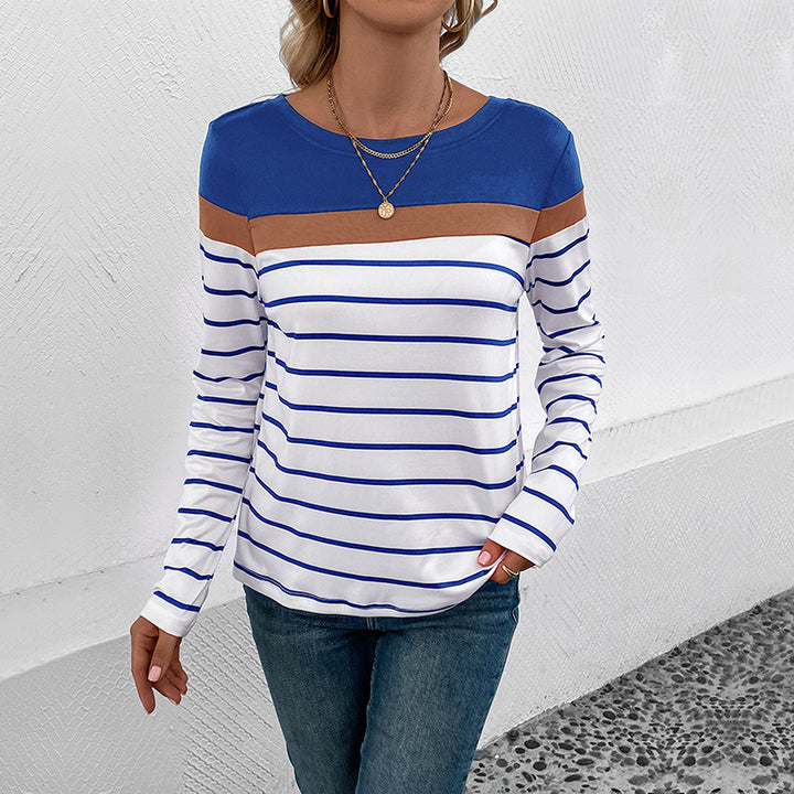 Damen gestreiftes Langarmshirt mit elegantem Farbhüpf-Design Drune