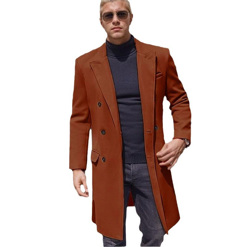 Herren eleganter Doppelknebel-Mantel mit stilvollem Schnitt und modischen Details Drune