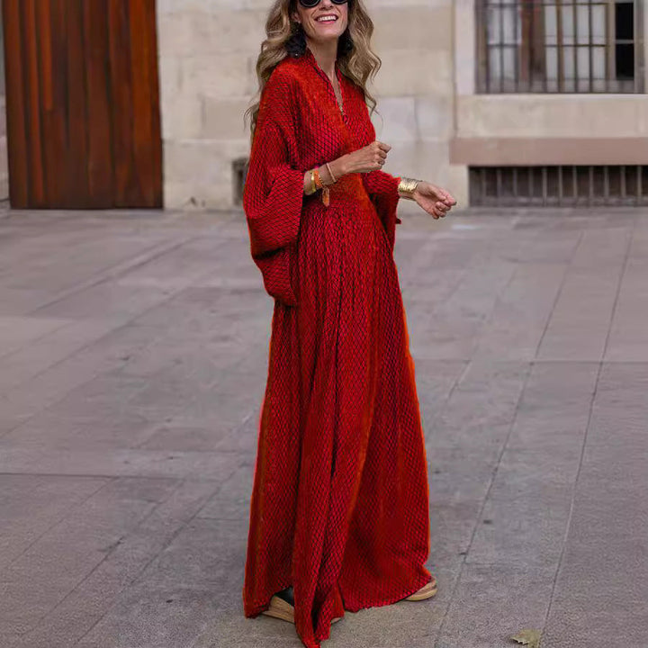 Damen Maxikleid mit elegantem Schnitt und weit ausgestellten Ärmeln Drune