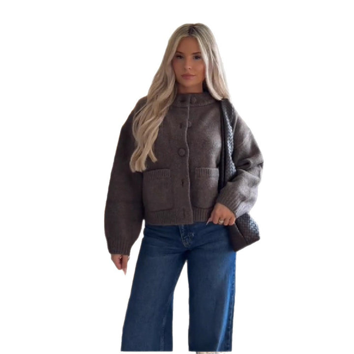 Damen Komfortabler Strickjacke mit großen Taschen Drune