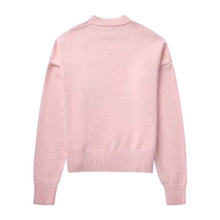 Damen grob gestrickter Pullover mit weiten Ärmeln und Rundhalsausschnitt Drune