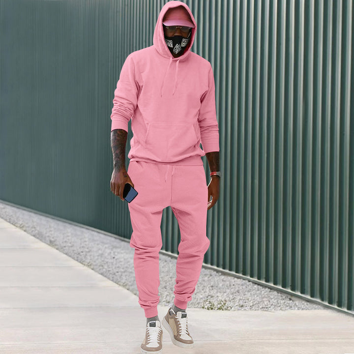 Herren nan lässiges Hoodie- und Jogging-Set aus French Terry mit Kängurutasche, gerippten Bündchen und elastischem Tunnelzugbund Drune