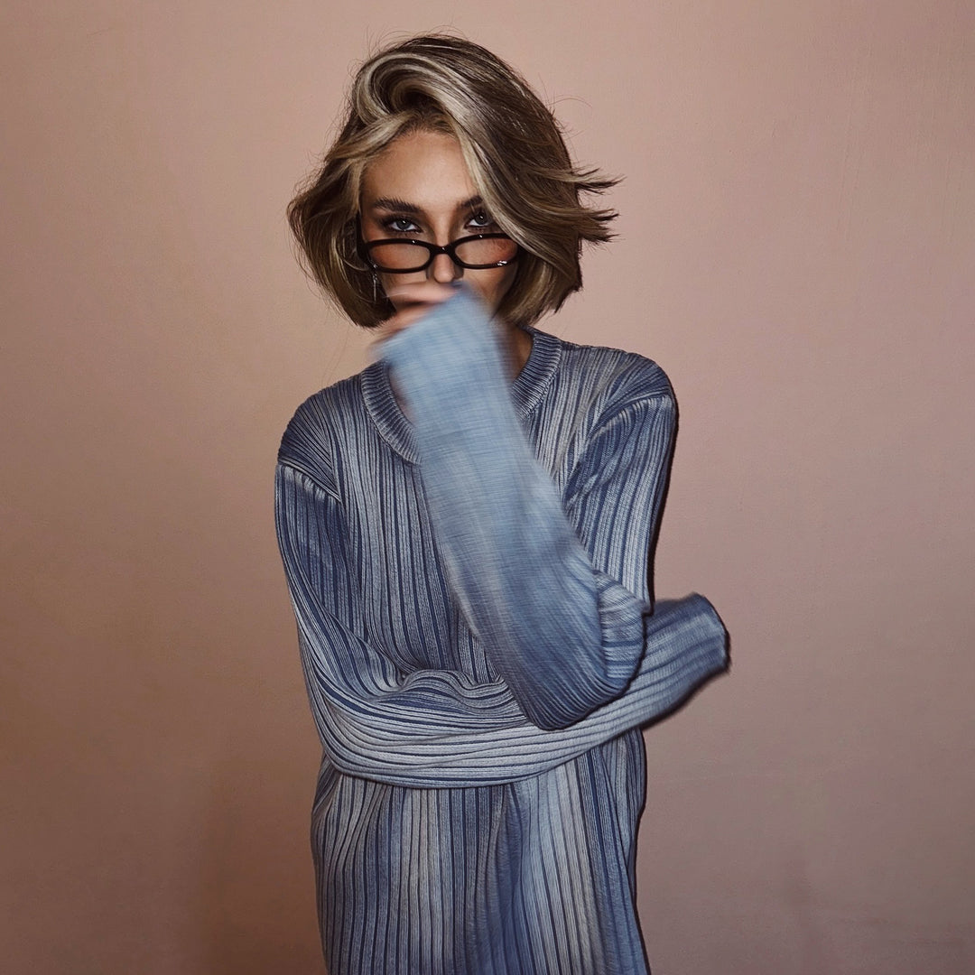 Damen modischer Ripp-Strickpullover mit lässigem Schnitt und langen Ärmeln Drune