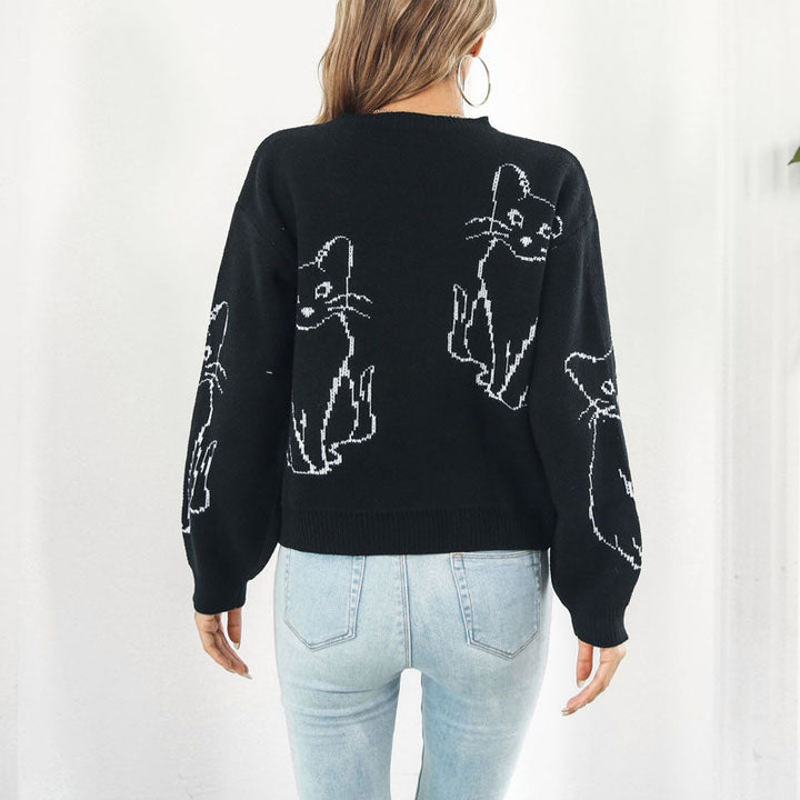 Drune | Strick mit Katzenmuster