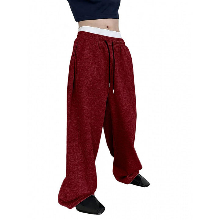 Damen nan weite Oversize Jogginghose mit tiefem Schritt, elastischem Bund und Kordelzug Drune