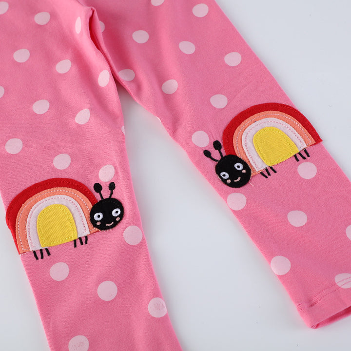 Mädchen Leggings mit fröhlichem Schnecken- und Punkten-Motiv Drune