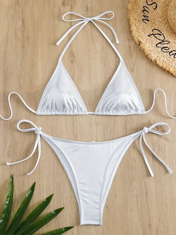 Damen Triangel-Bikini mit glänzendem Netzdesign Drune