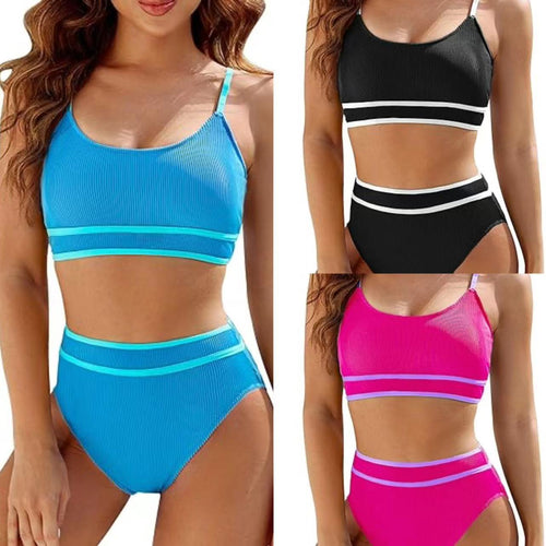 Damen Hoch tailliertes Bikini-Set mit sportlichem Top Drune
