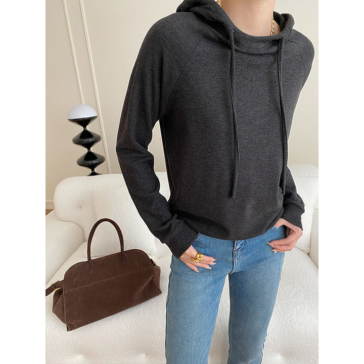 Damen lässiger Kapuzenpullover mit eleganter Passform und praktischen Details Drune