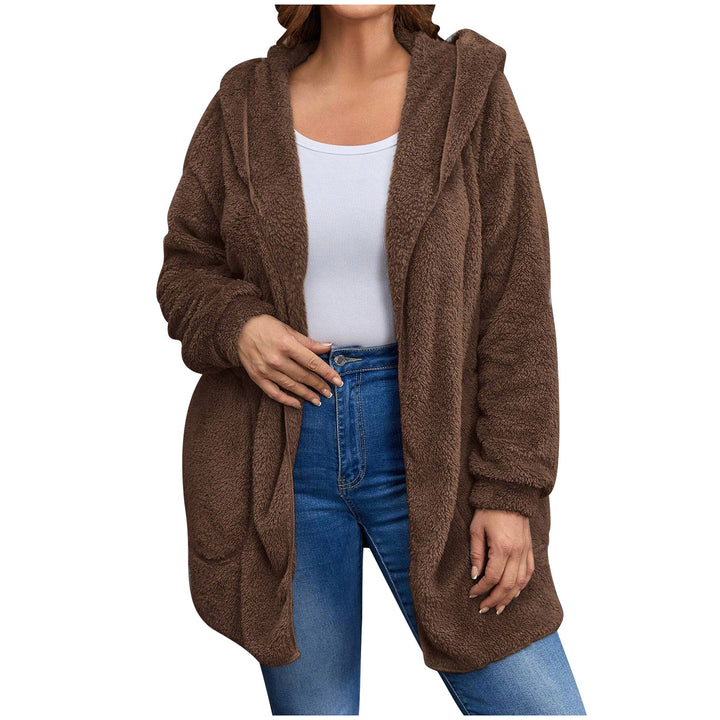 Damen nan kuschelige Teddy-Fleece Kapuzenjacke mit großen Eingrifftaschen und entspannter Silhouette Drune