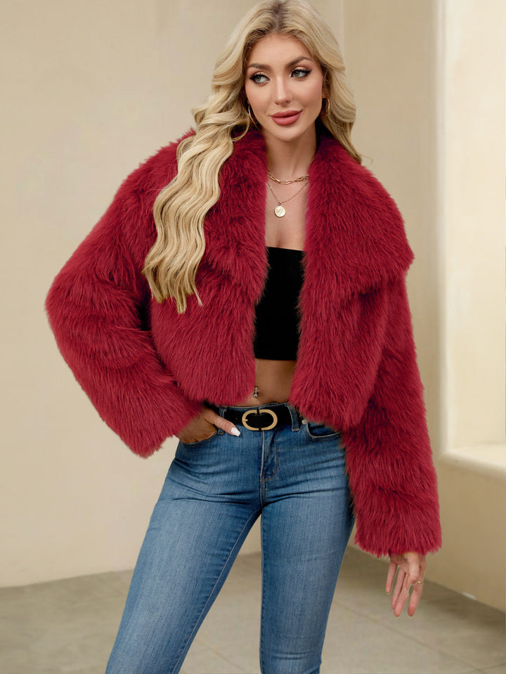 Damen Modische Kunstpelzjacke mit weitem Schnitt Drune
