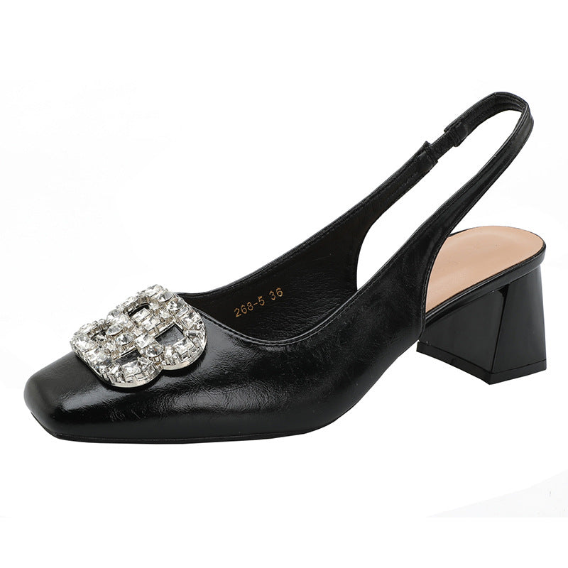 Damen Slingback-Pumps mit glamourösem Schmuckdetail und komfortablem Blockabsatz Drune