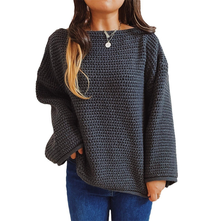 Damen Grobstrickpullover mit weitem Schnitt und lässigen Ärmeln Drune