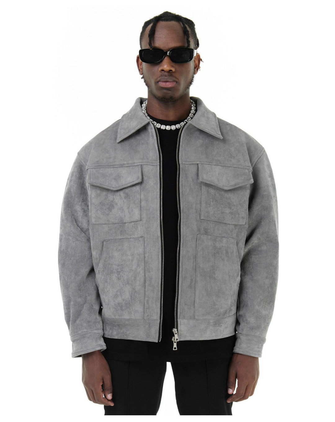 Herren modische Jacke mit praktischen aufgesetzten Taschen und Reißverschluss Drune