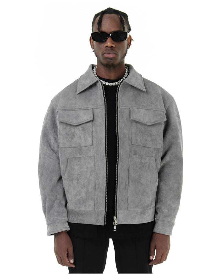 Herren modische Jacke mit praktischen aufgesetzten Taschen und Reißverschluss Drune