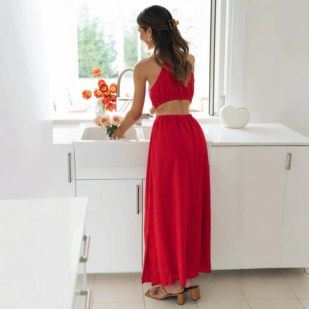 Damen Maxikleid mit seitlichen Cut-Outs und hoher Beinschlitze Drune