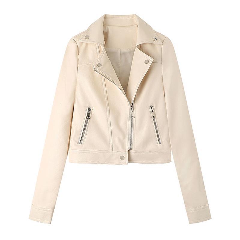 Damen Kunstleder Bikerjacke mit asymmetrischem Reißverschluss und praktischen Taschen Drune
