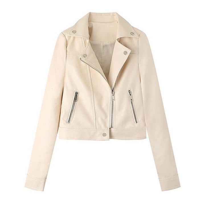 Damen Kunstleder Bikerjacke mit asymmetrischem Reißverschluss und praktischen Taschen Drune