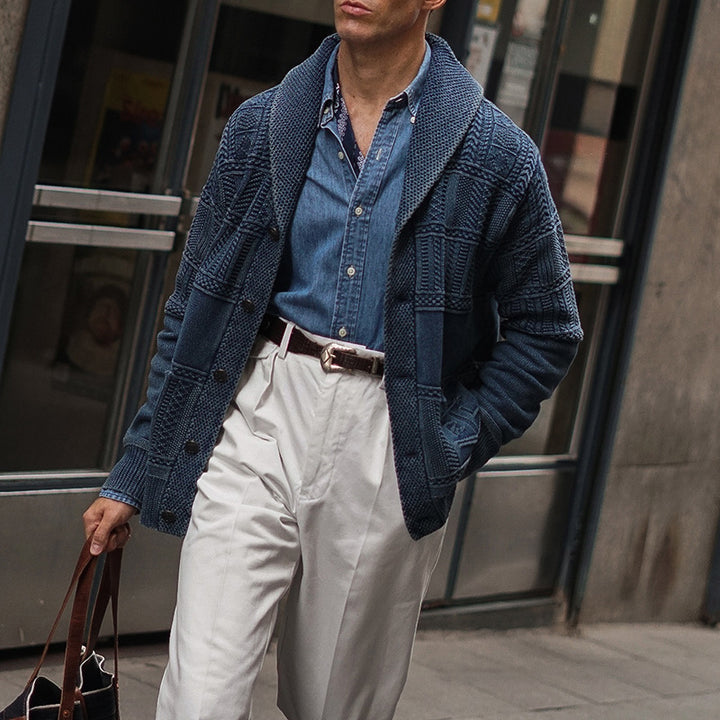 Herren Strickjacke mit innovativem Muster und großen Taschen Drune