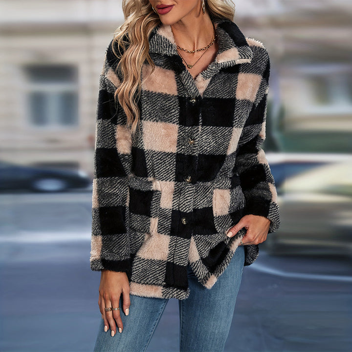 Damen Fleecepullover im Karodesign Drune