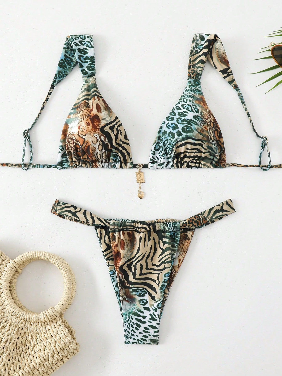 Damen Triangel-Bikini mit einzigartigem Animal-Print und eleganten Bändchen Drune
