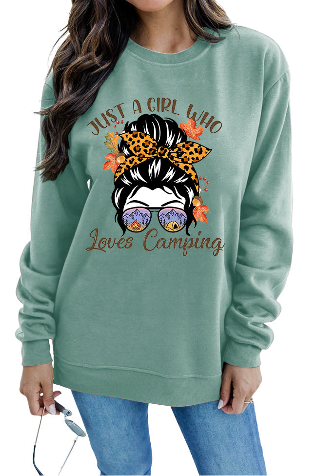 Damen Sweatshirt mit künstlerischem Campingmotiv Drune