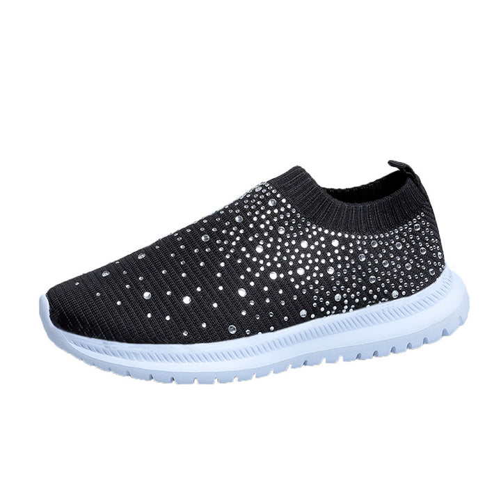 Damen Sneakers mit funkelnden Strass-Applikationen und elastischem Strick-Obermaterial Drune
