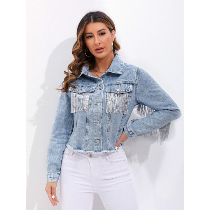 Damen Denimjacke mit Fransen Drune