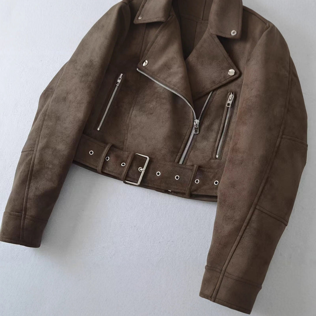 Damen modische Bikerjacke aus hochwertigem Wildleder Drune