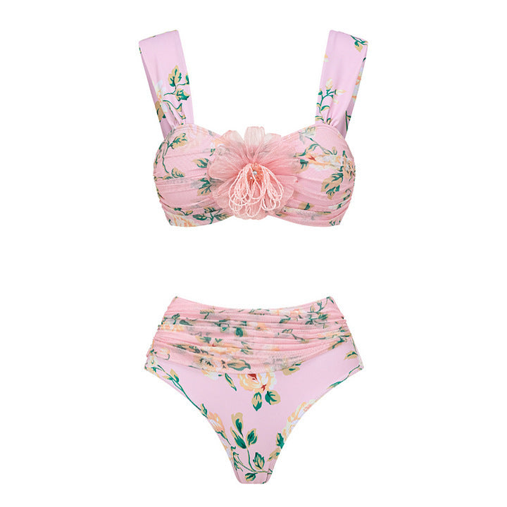 Damen Bikini-Set mit floralen Details und luftiger Maxi-Rock Drune