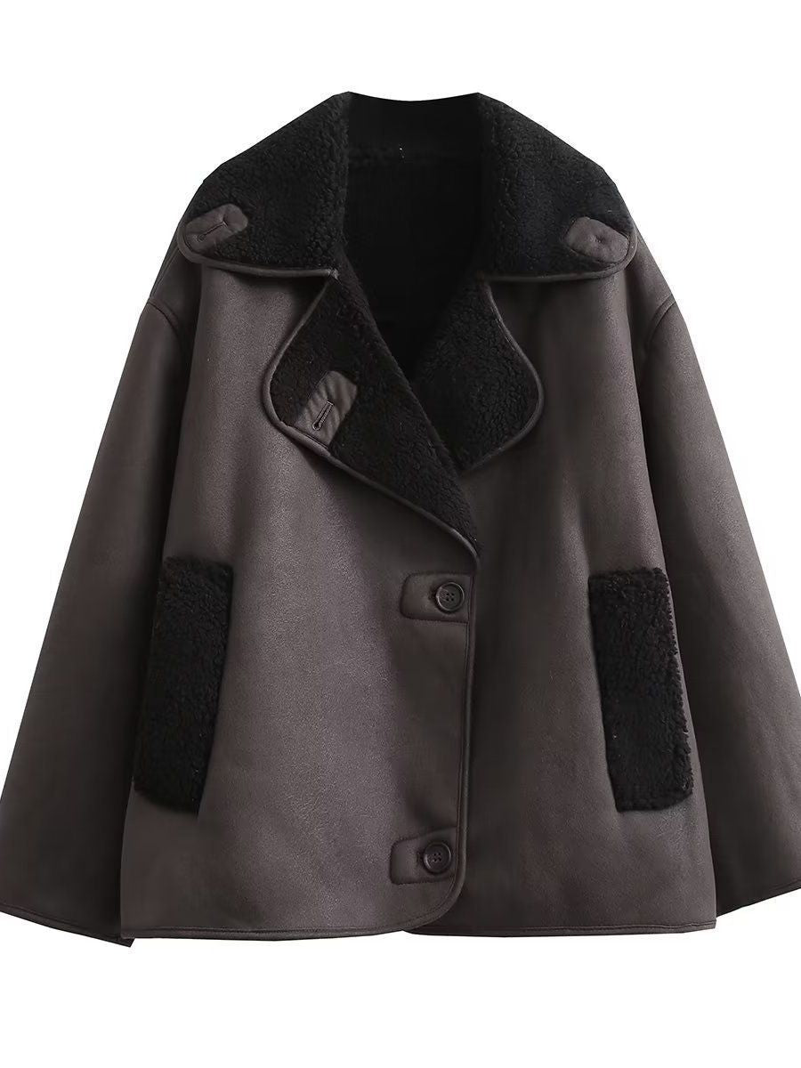 Damen Oversized-Baumwolljacke mit gefüttertem Kragen Drune