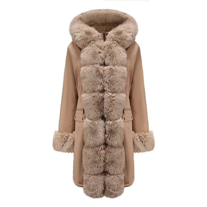 Damen elegante Parkajacke mit luxuriösem Kunstfellbesatz Drune