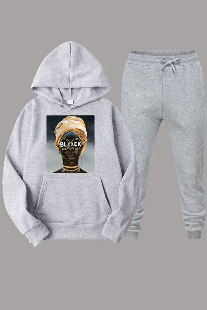 Damen Kapuzenpullover und Jogginghose Set mit kreativem Grafikdruck Drune