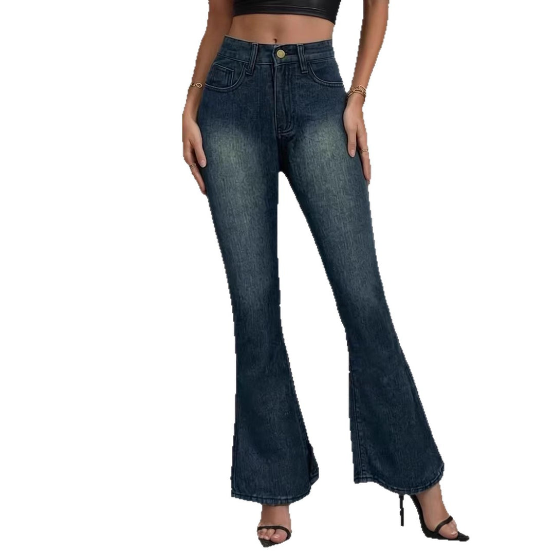 Damen Flared Jeans mit hohem Bund und einzigartigem Strukturdesign Drune